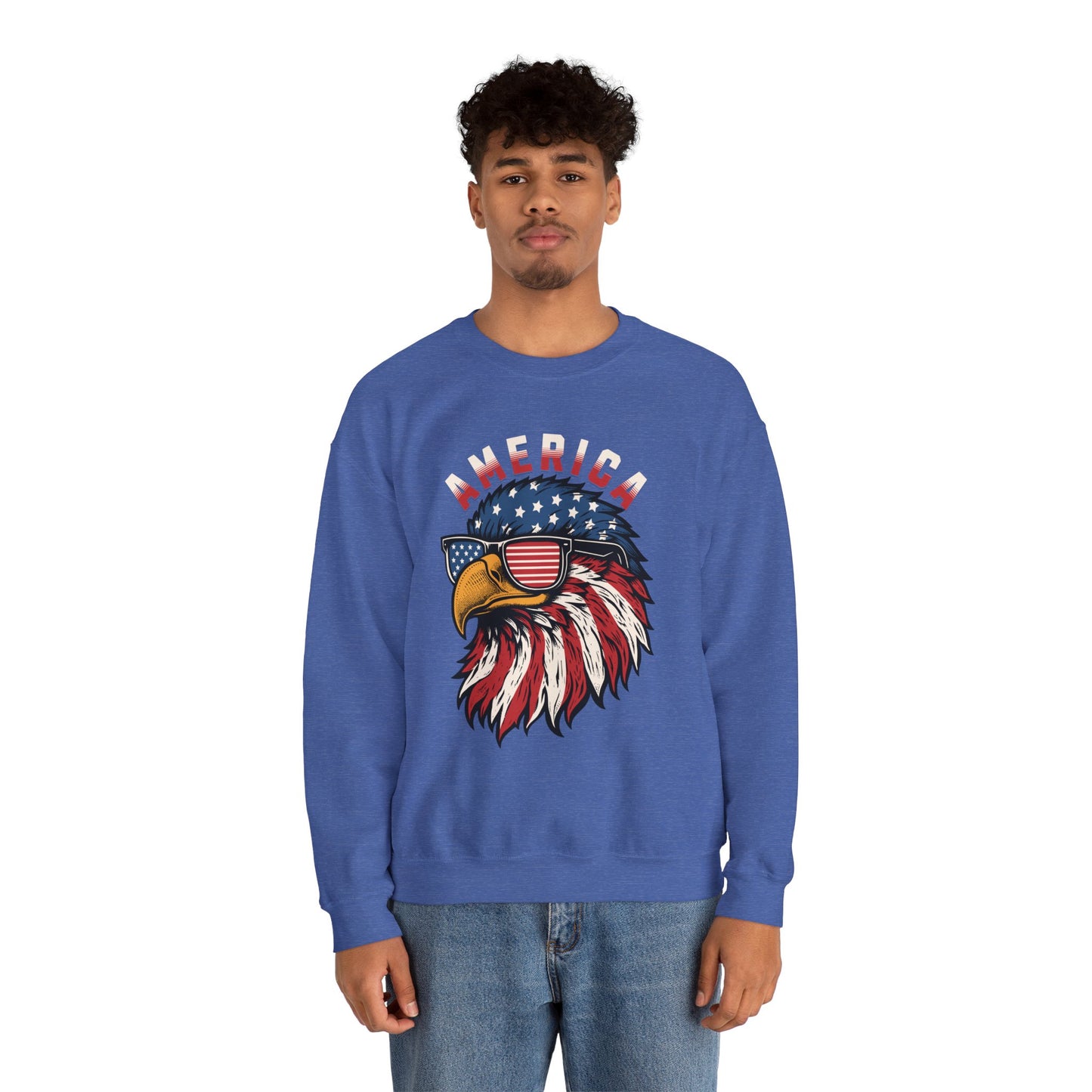 Patriotic Eagle Crewneck Sweatshirt, America Sweatshirt, Unisex Pullover, 4th of July Shirt, Eagle Graphic Sweatshirt