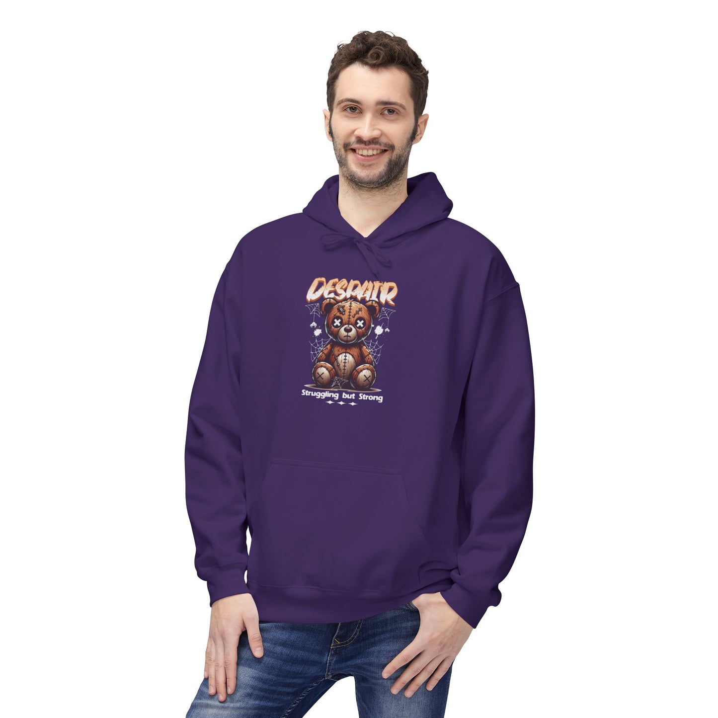 Despair Bear Hoodie | Cozy Graphic Fleece Sweatshirt for Comfort | Cute Gift for Friends | Fall Essentials | Unisex Casual Wear