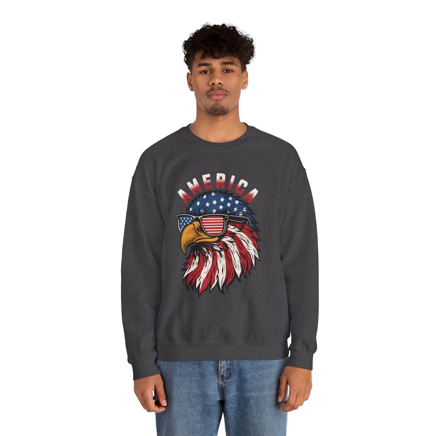 Patriotic Eagle Crewneck Sweatshirt, America Sweatshirt, Unisex Pullover, 4th of July Shirt, Eagle Graphic Sweatshirt