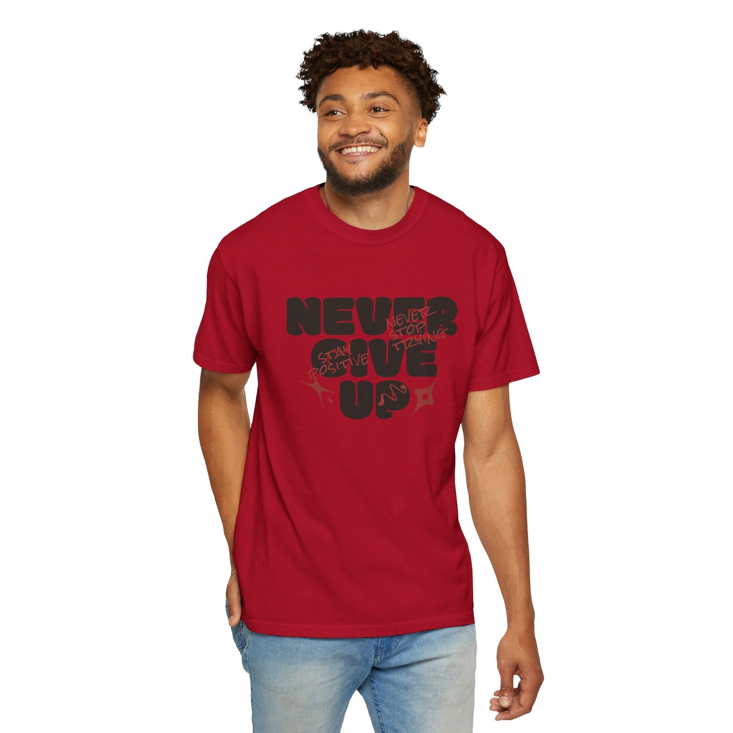 Unisex Motivational T-Shirt - Never Give Up, Inspirational Tee, Gift for Him/Her, Casual Wear, Fitness & Encouragement
