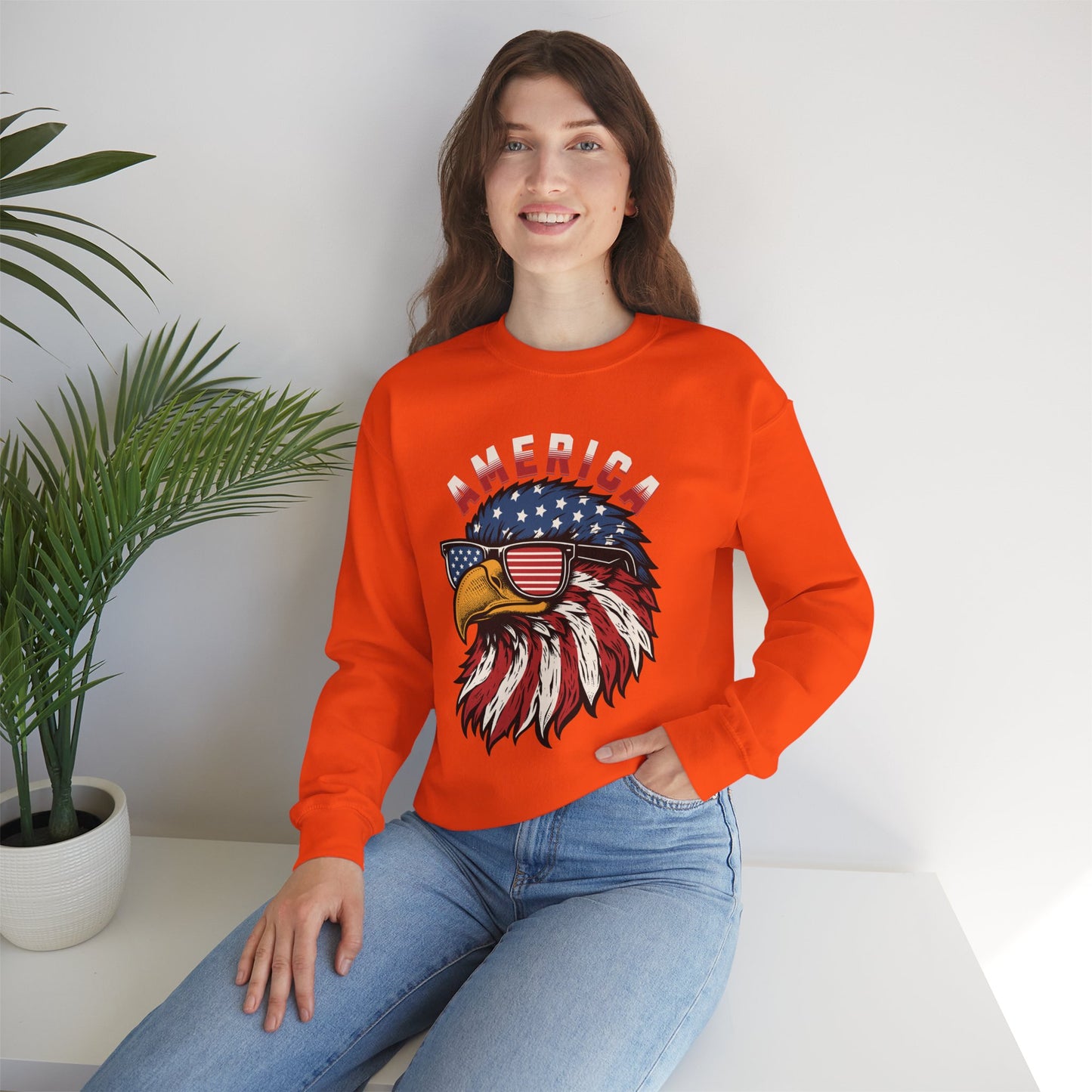 Patriotic Eagle Crewneck Sweatshirt, America Sweatshirt, Unisex Pullover, 4th of July Shirt, Eagle Graphic Sweatshirt