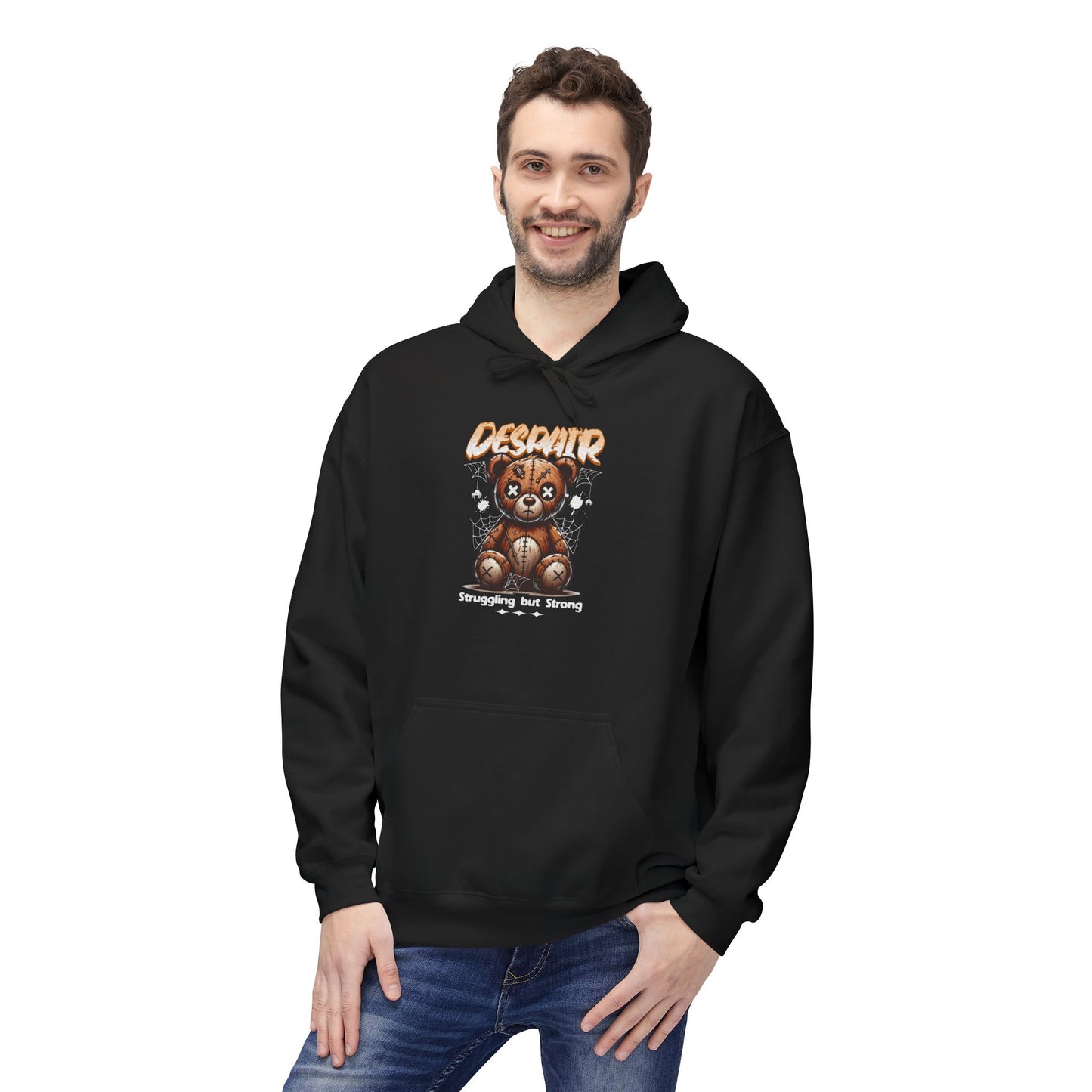 Despair Bear Hoodie | Cozy Graphic Fleece Sweatshirt for Comfort | Cute Gift for Friends | Fall Essentials | Unisex Casual Wear