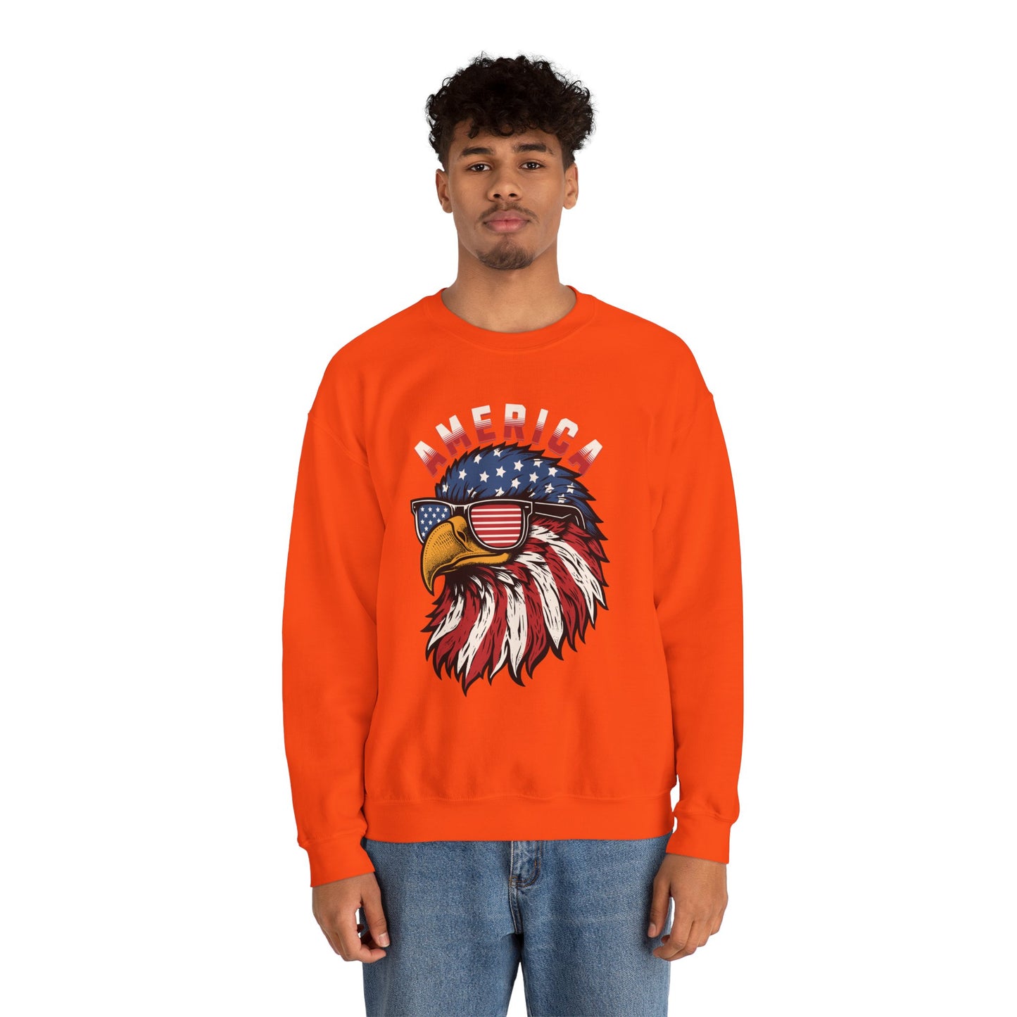 Patriotic Eagle Crewneck Sweatshirt, America Sweatshirt, Unisex Pullover, 4th of July Shirt, Eagle Graphic Sweatshirt