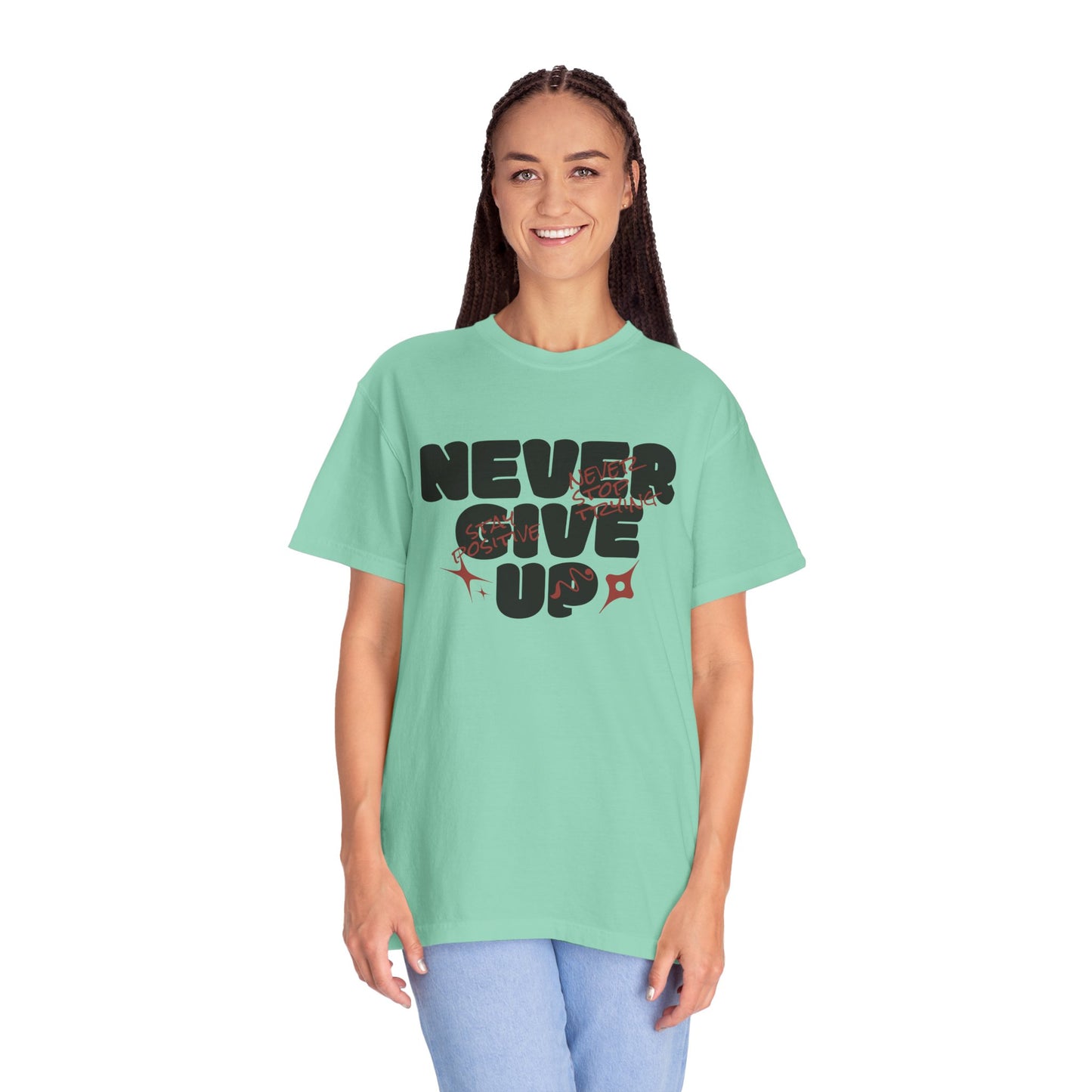 Unisex Motivational T-Shirt - Never Give Up, Inspirational Tee, Gift for Him/Her, Casual Wear, Fitness & Encouragement