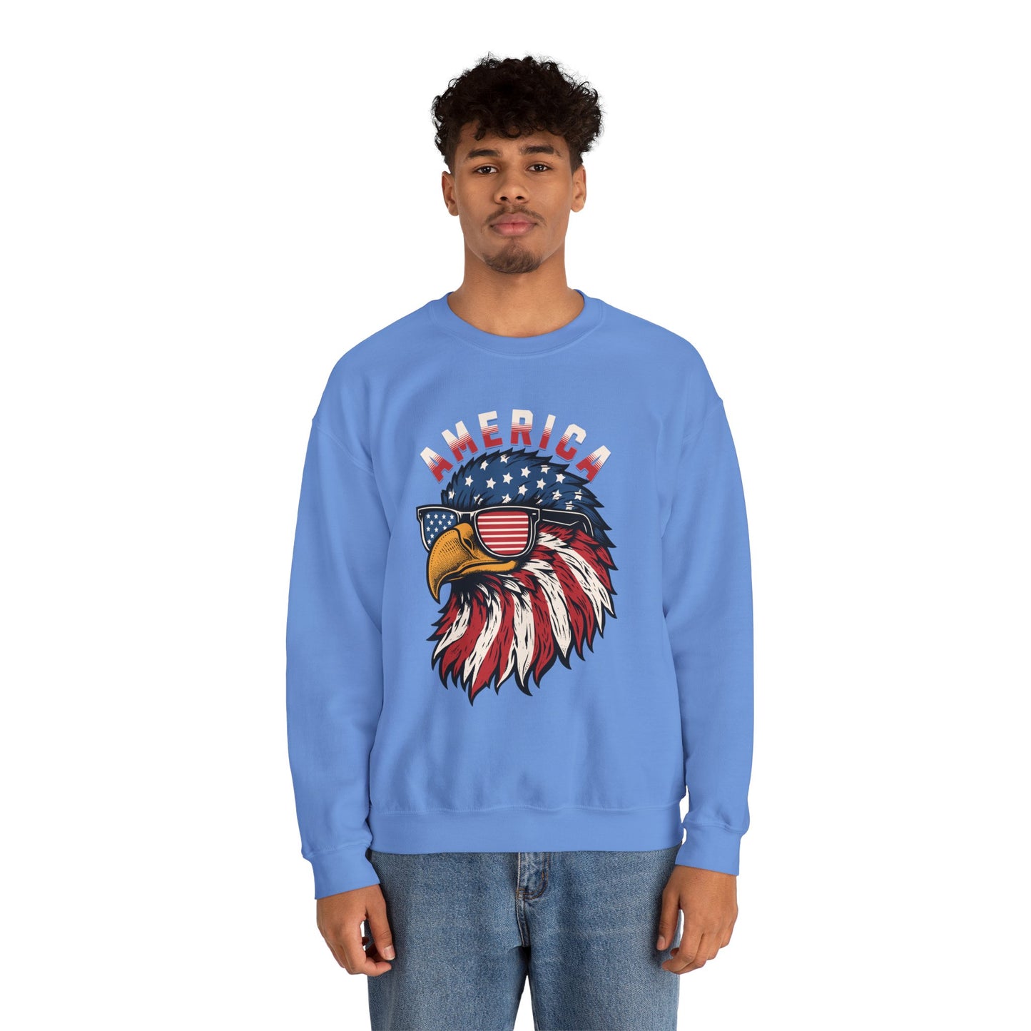 Patriotic Eagle Crewneck Sweatshirt, America Sweatshirt, Unisex Pullover, 4th of July Shirt, Eagle Graphic Sweatshirt