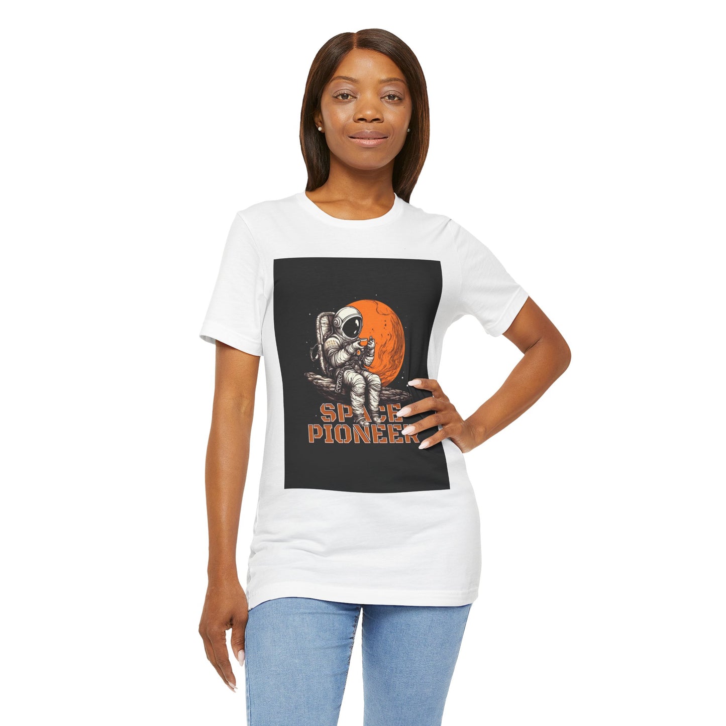 Space Pioneer Unisex Tee - Astronaut Graphic Shirt, Cool Space Themed Gift, Sci-Fi Lover Apparel, Casual Wear, Cosmic Adventure