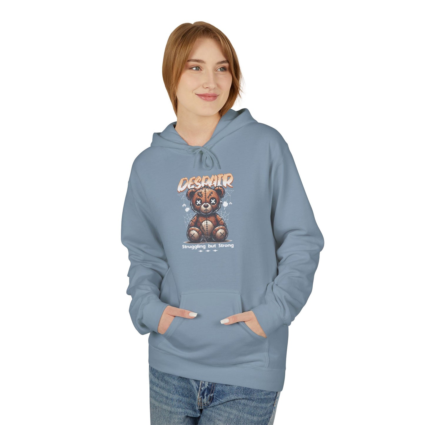 Despair Bear Hoodie | Cozy Graphic Fleece Sweatshirt for Comfort | Cute Gift for Friends | Fall Essentials | Unisex Casual Wear
