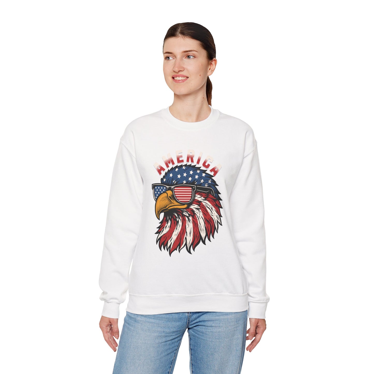 Patriotic Eagle Crewneck Sweatshirt, America Sweatshirt, Unisex Pullover, 4th of July Shirt, Eagle Graphic Sweatshirt