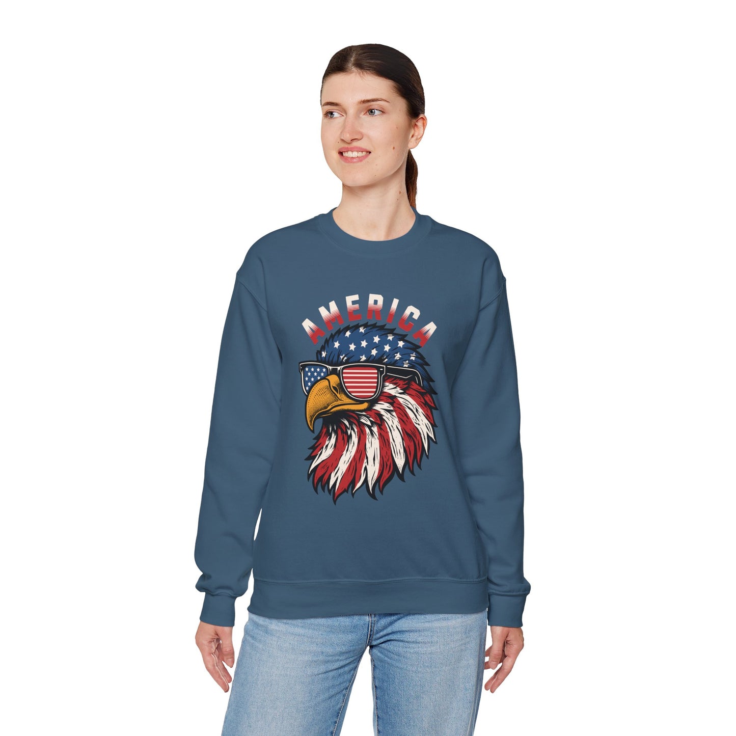 Patriotic Eagle Crewneck Sweatshirt, America Sweatshirt, Unisex Pullover, 4th of July Shirt, Eagle Graphic Sweatshirt