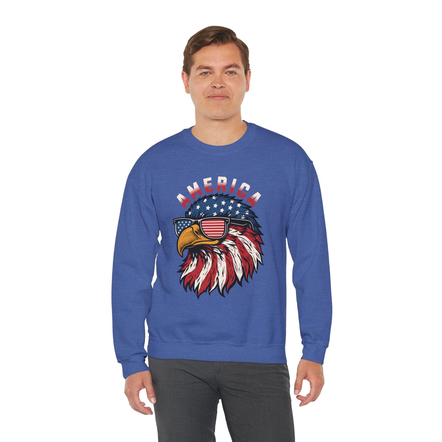 Patriotic Eagle Crewneck Sweatshirt, America Sweatshirt, Unisex Pullover, 4th of July Shirt, Eagle Graphic Sweatshirt