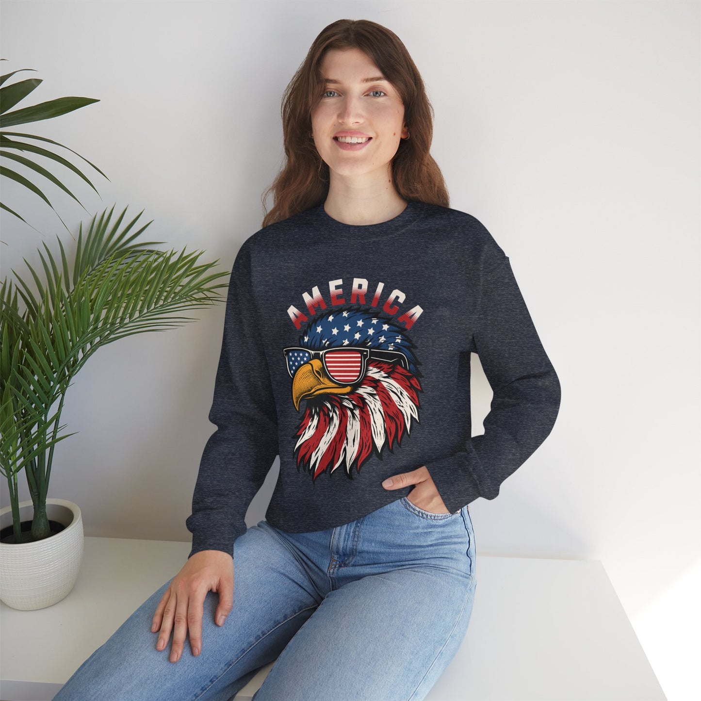 Patriotic Eagle Crewneck Sweatshirt, America Sweatshirt, Unisex Pullover, 4th of July Shirt, Eagle Graphic Sweatshirt