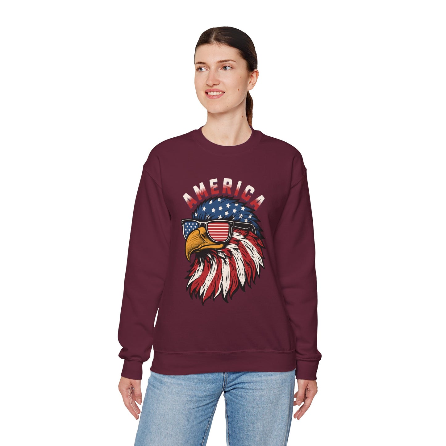 Patriotic Eagle Crewneck Sweatshirt, America Sweatshirt, Unisex Pullover, 4th of July Shirt, Eagle Graphic Sweatshirt