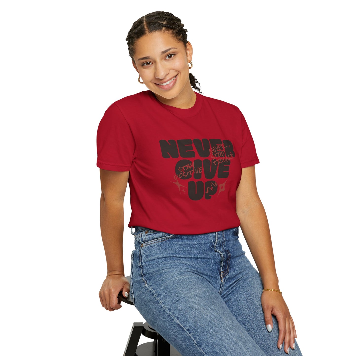 Unisex Motivational T-Shirt - Never Give Up, Inspirational Tee, Gift for Him/Her, Casual Wear, Fitness & Encouragement