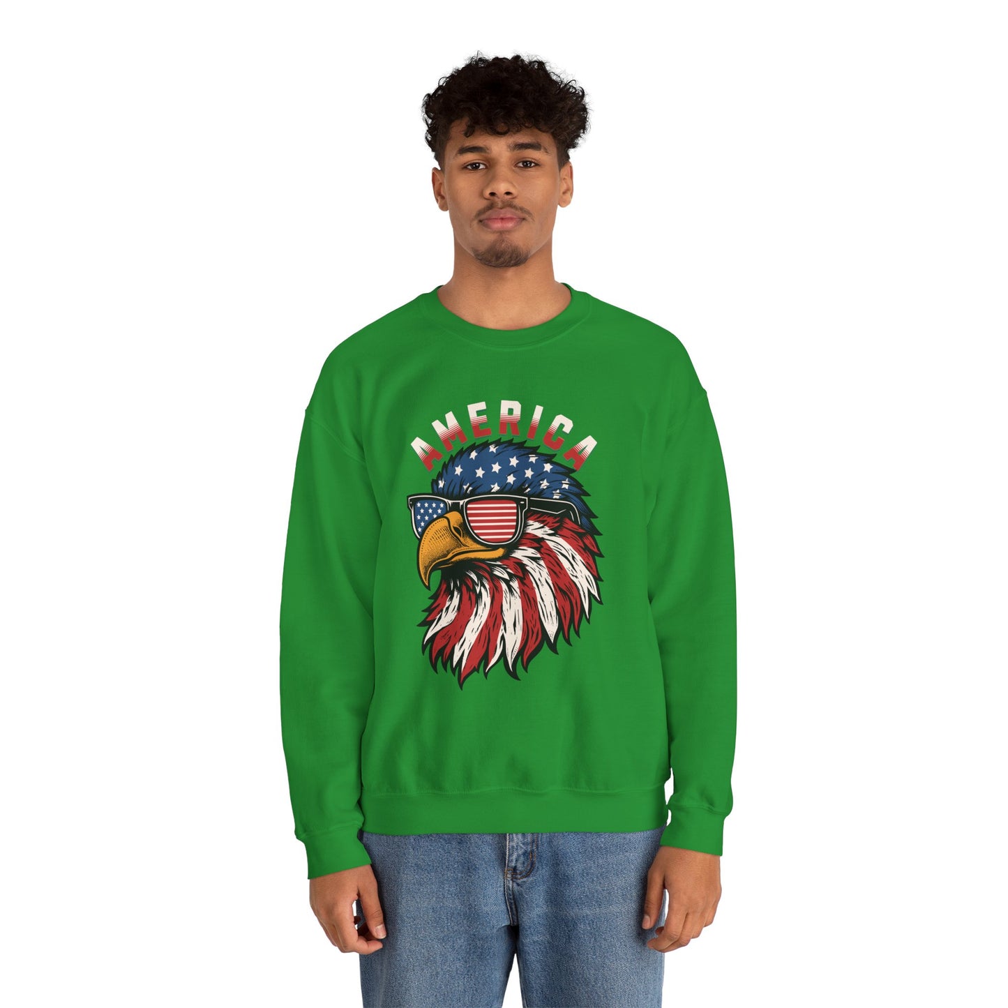 Patriotic Eagle Crewneck Sweatshirt, America Sweatshirt, Unisex Pullover, 4th of July Shirt, Eagle Graphic Sweatshirt