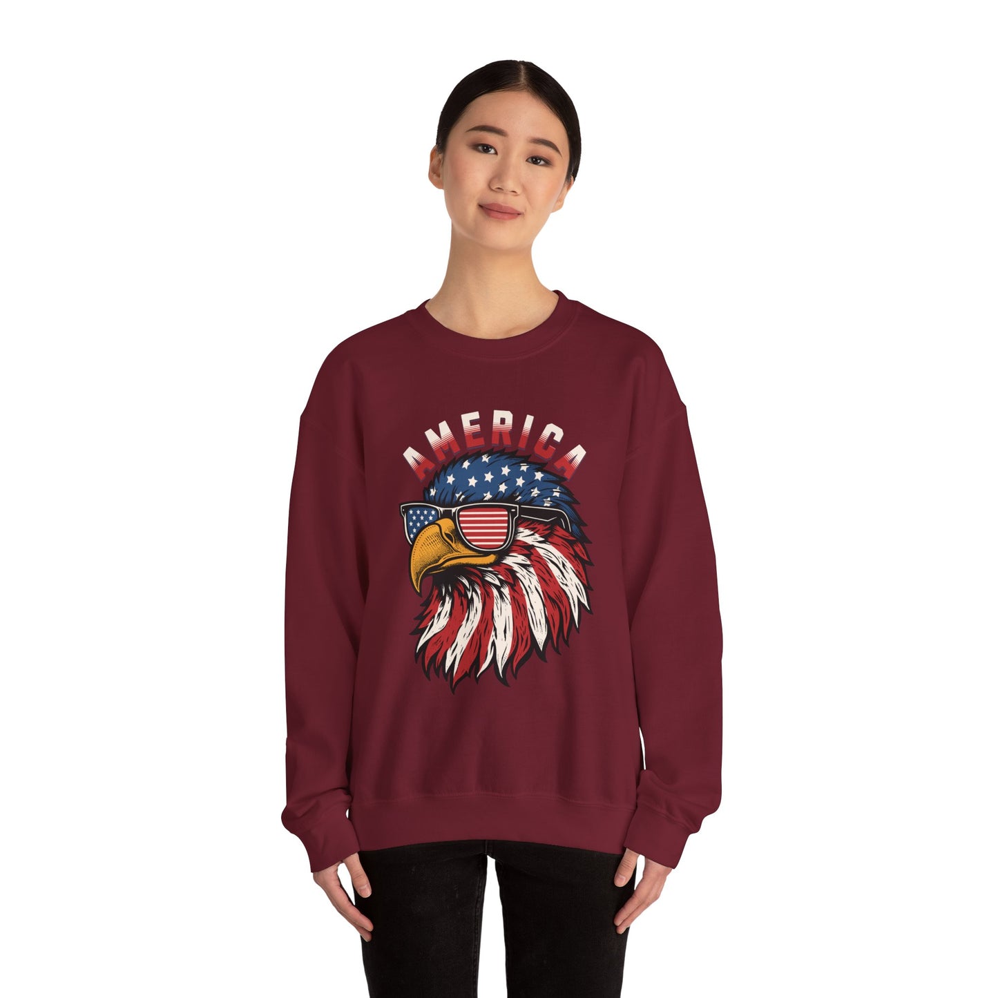 Patriotic Eagle Crewneck Sweatshirt, America Sweatshirt, Unisex Pullover, 4th of July Shirt, Eagle Graphic Sweatshirt