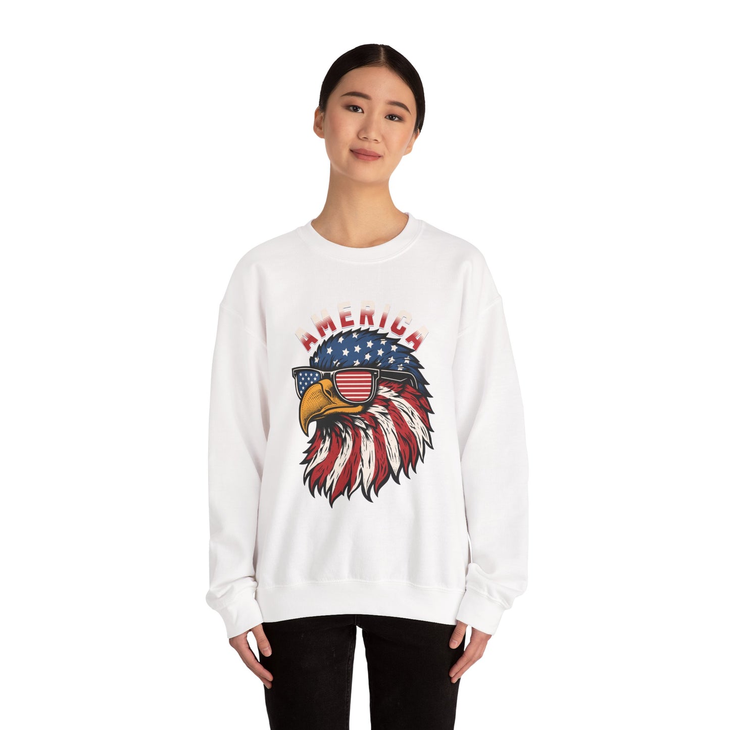 Patriotic Eagle Crewneck Sweatshirt, America Sweatshirt, Unisex Pullover, 4th of July Shirt, Eagle Graphic Sweatshirt