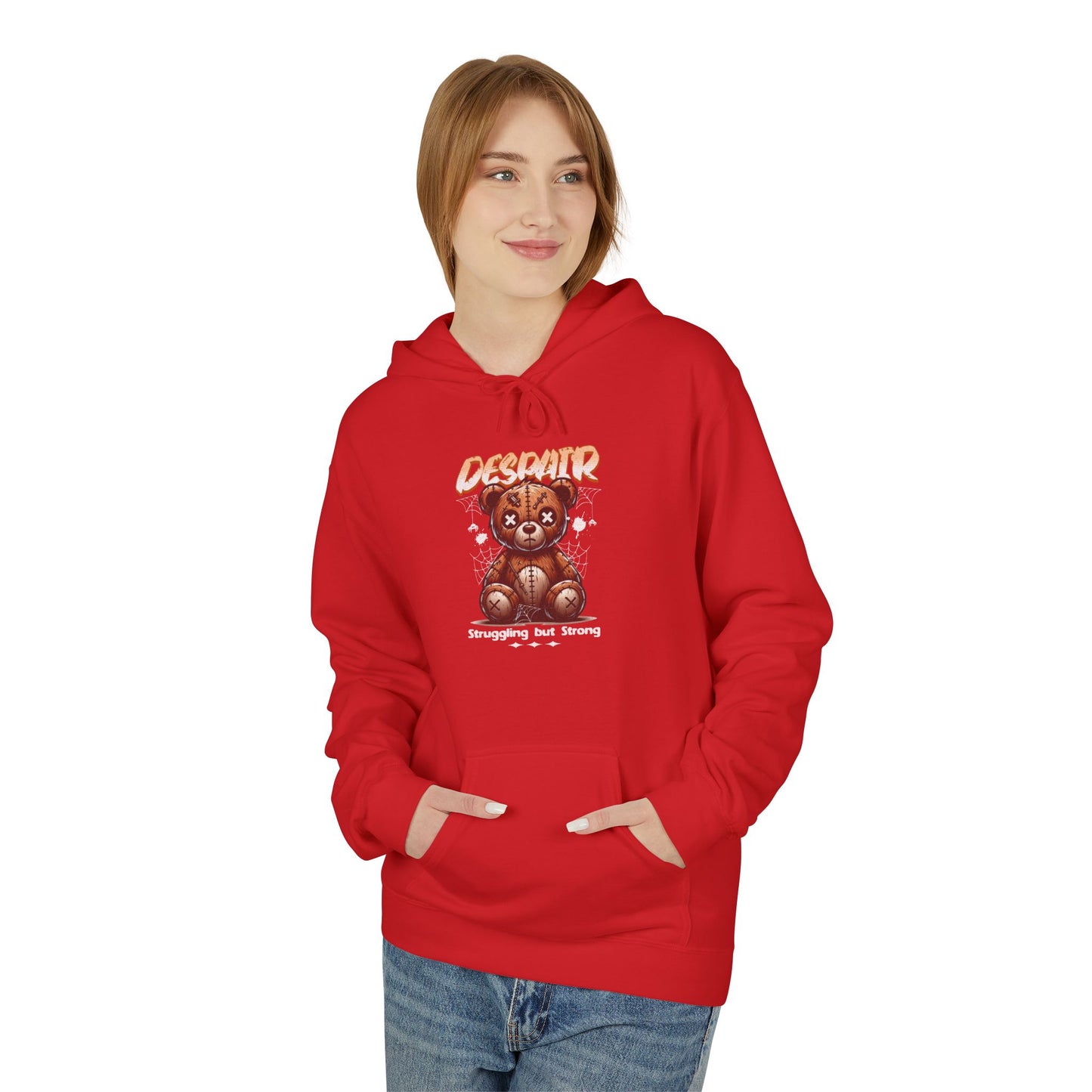 Despair Bear Hoodie | Cozy Graphic Fleece Sweatshirt for Comfort | Cute Gift for Friends | Fall Essentials | Unisex Casual Wear