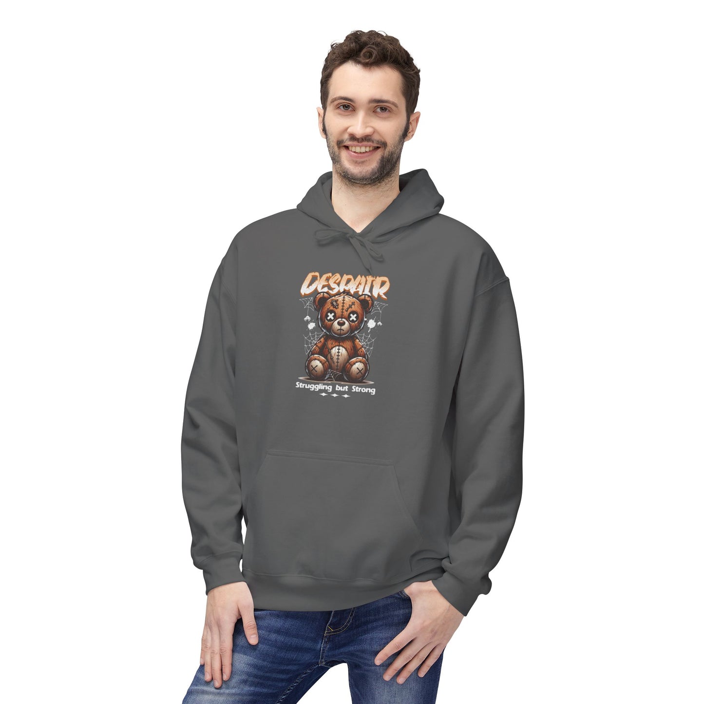Despair Bear Hoodie | Cozy Graphic Fleece Sweatshirt for Comfort | Cute Gift for Friends | Fall Essentials | Unisex Casual Wear