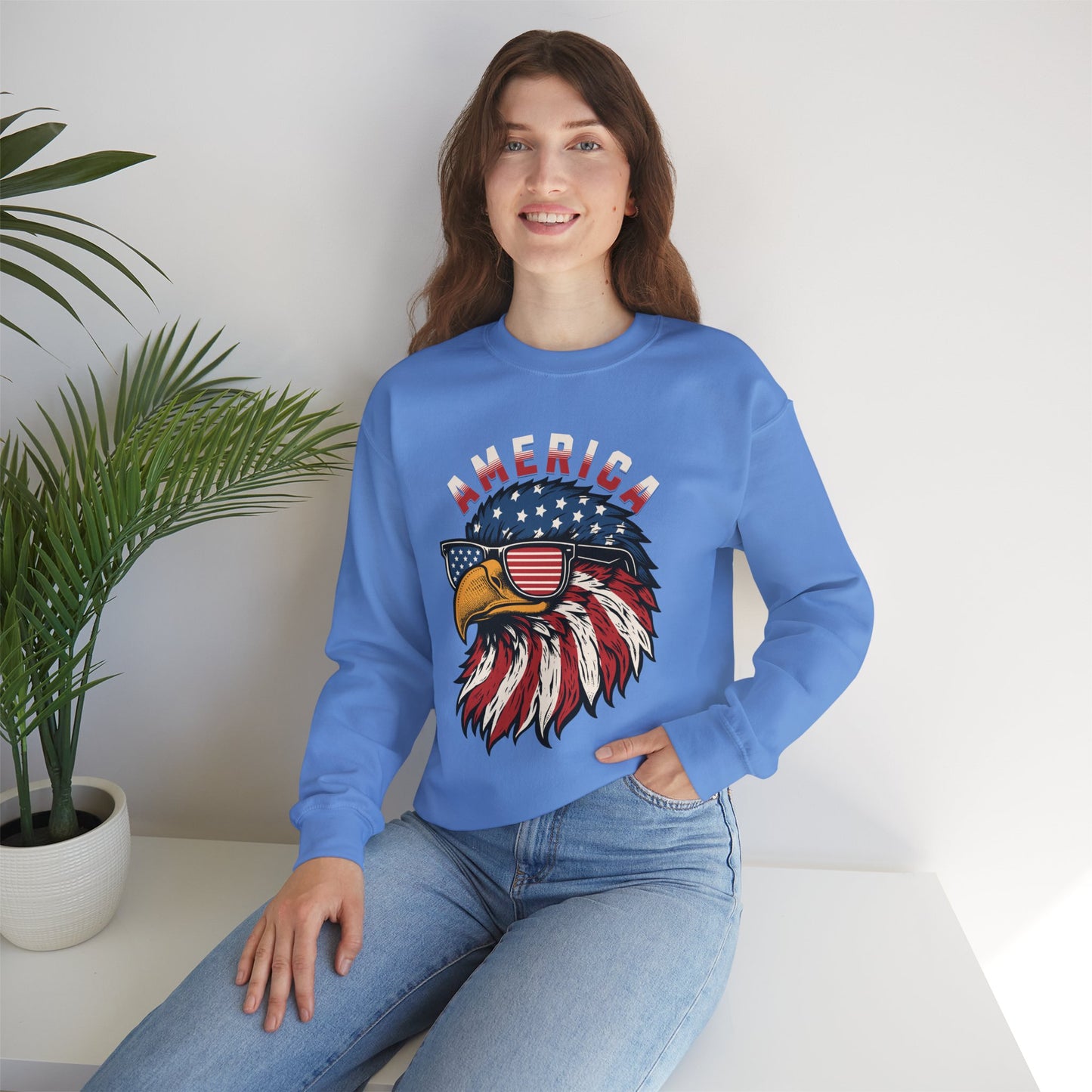 Patriotic Eagle Crewneck Sweatshirt, America Sweatshirt, Unisex Pullover, 4th of July Shirt, Eagle Graphic Sweatshirt