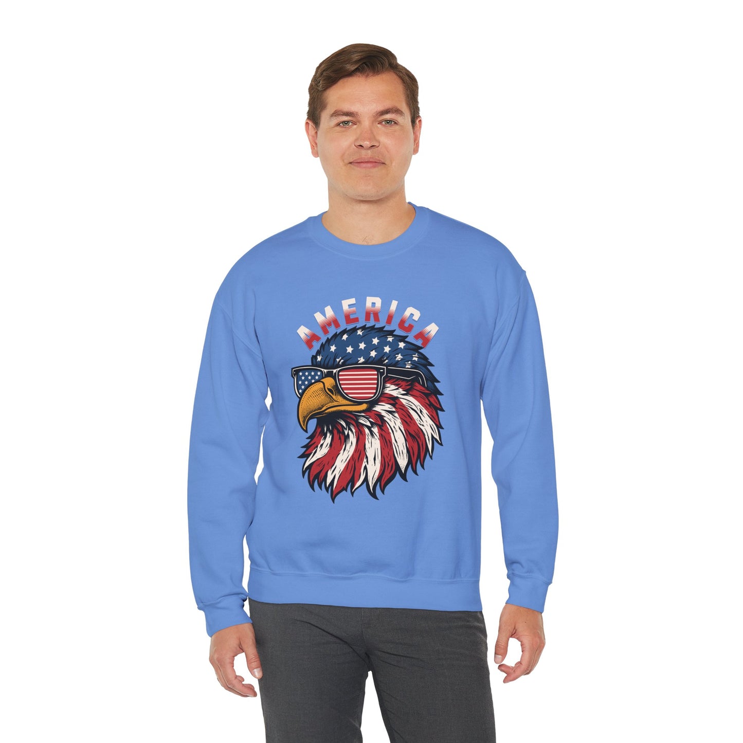 Patriotic Eagle Crewneck Sweatshirt, America Sweatshirt, Unisex Pullover, 4th of July Shirt, Eagle Graphic Sweatshirt