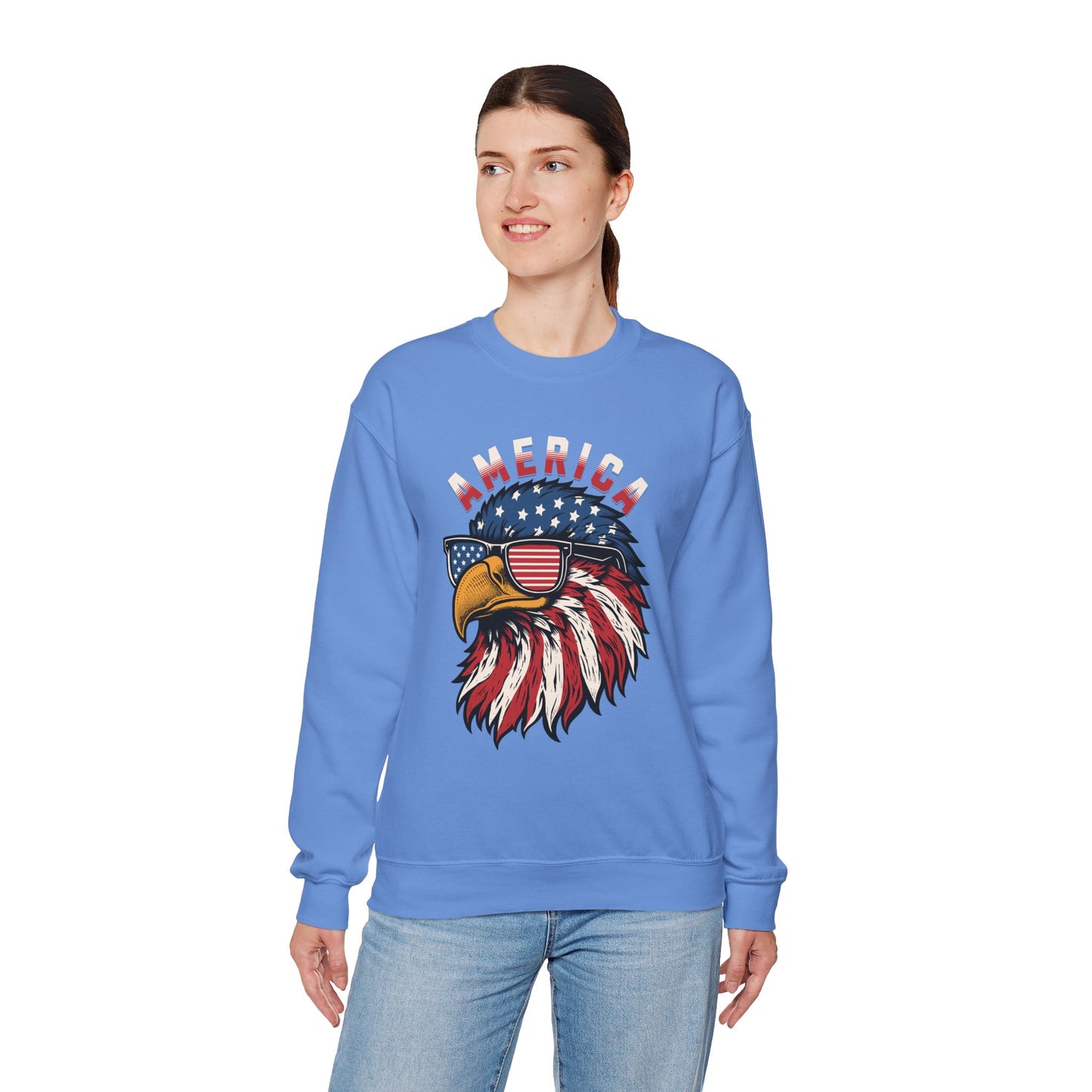 Patriotic Eagle Crewneck Sweatshirt, America Sweatshirt, Unisex Pullover, 4th of July Shirt, Eagle Graphic Sweatshirt
