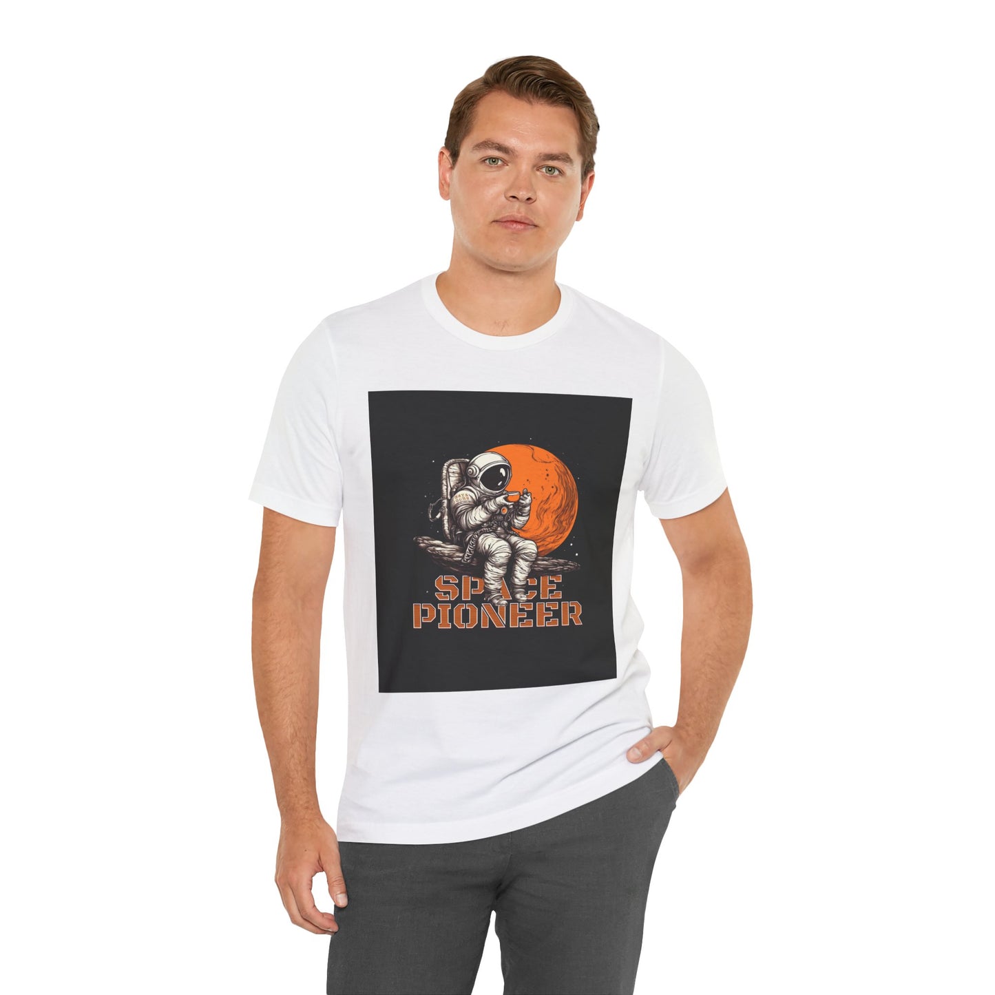Space Pioneer Unisex Tee - Astronaut Graphic Shirt, Cool Space Themed Gift, Sci-Fi Lover Apparel, Casual Wear, Cosmic Adventure