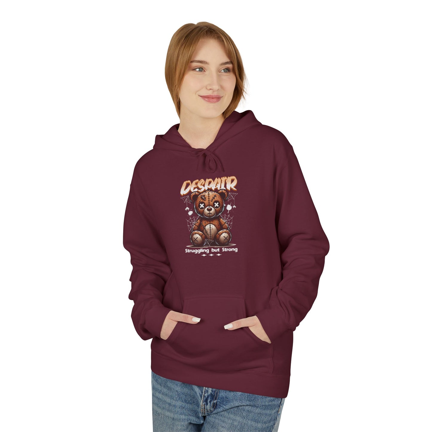 Despair Bear Hoodie | Cozy Graphic Fleece Sweatshirt for Comfort | Cute Gift for Friends | Fall Essentials | Unisex Casual Wear