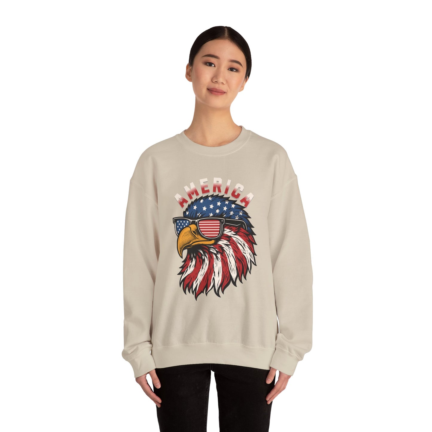 Patriotic Eagle Crewneck Sweatshirt, America Sweatshirt, Unisex Pullover, 4th of July Shirt, Eagle Graphic Sweatshirt