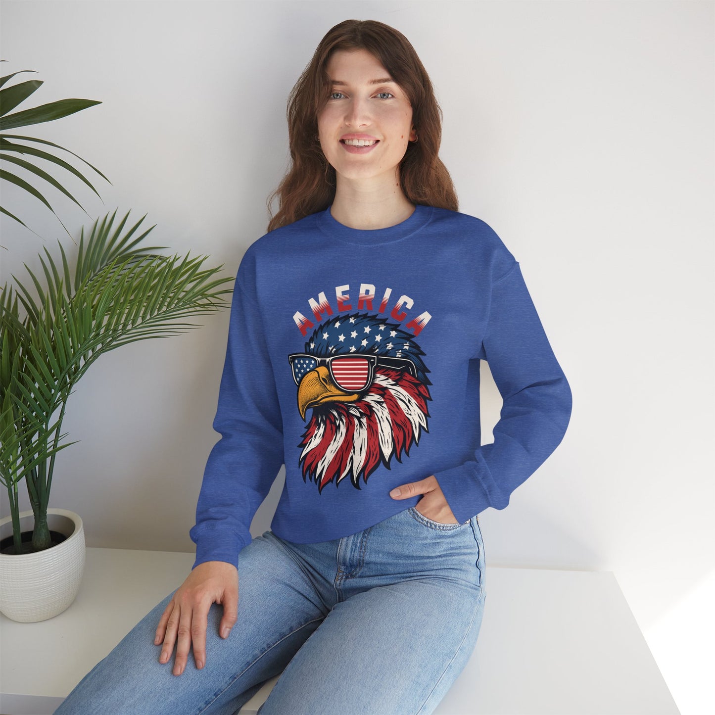Patriotic Eagle Crewneck Sweatshirt, America Sweatshirt, Unisex Pullover, 4th of July Shirt, Eagle Graphic Sweatshirt