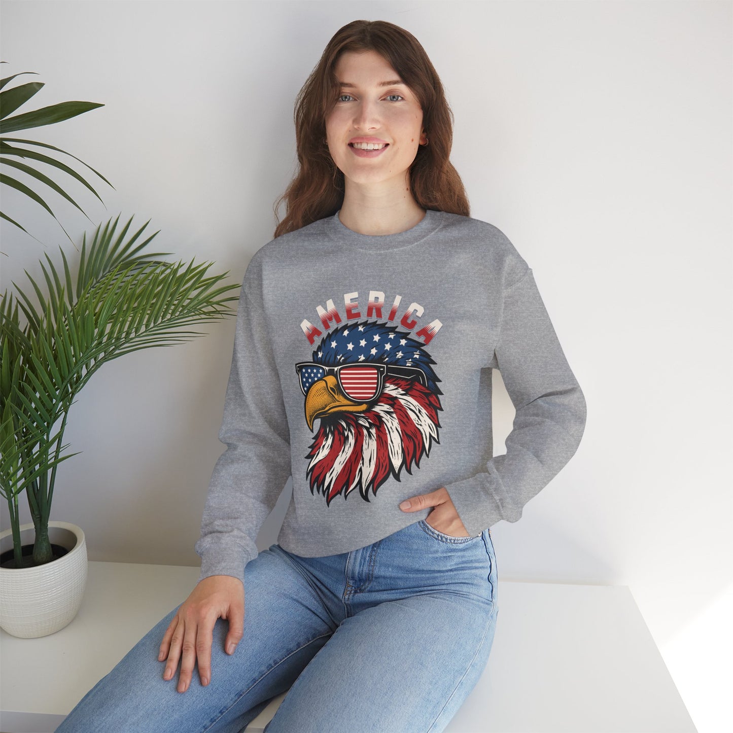 Patriotic Eagle Crewneck Sweatshirt, America Sweatshirt, Unisex Pullover, 4th of July Shirt, Eagle Graphic Sweatshirt