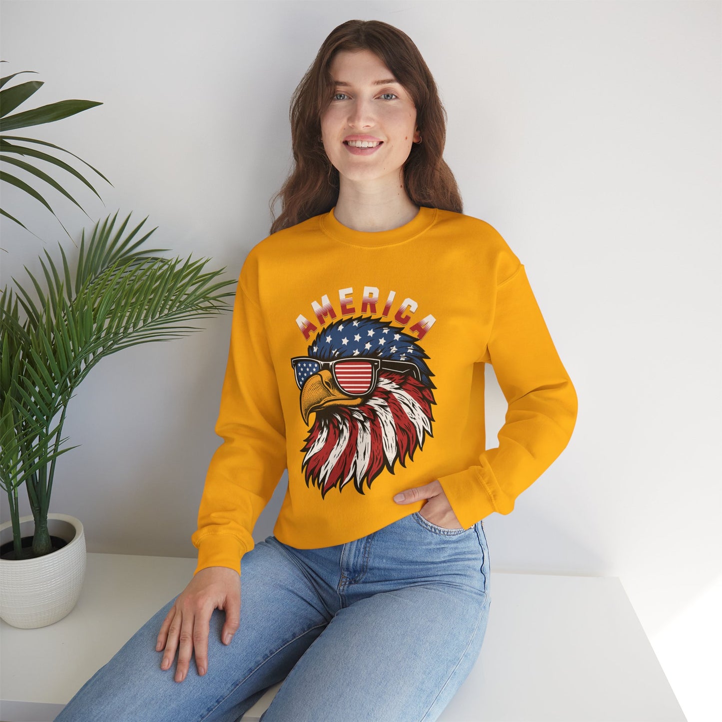 Patriotic Eagle Crewneck Sweatshirt, America Sweatshirt, Unisex Pullover, 4th of July Shirt, Eagle Graphic Sweatshirt