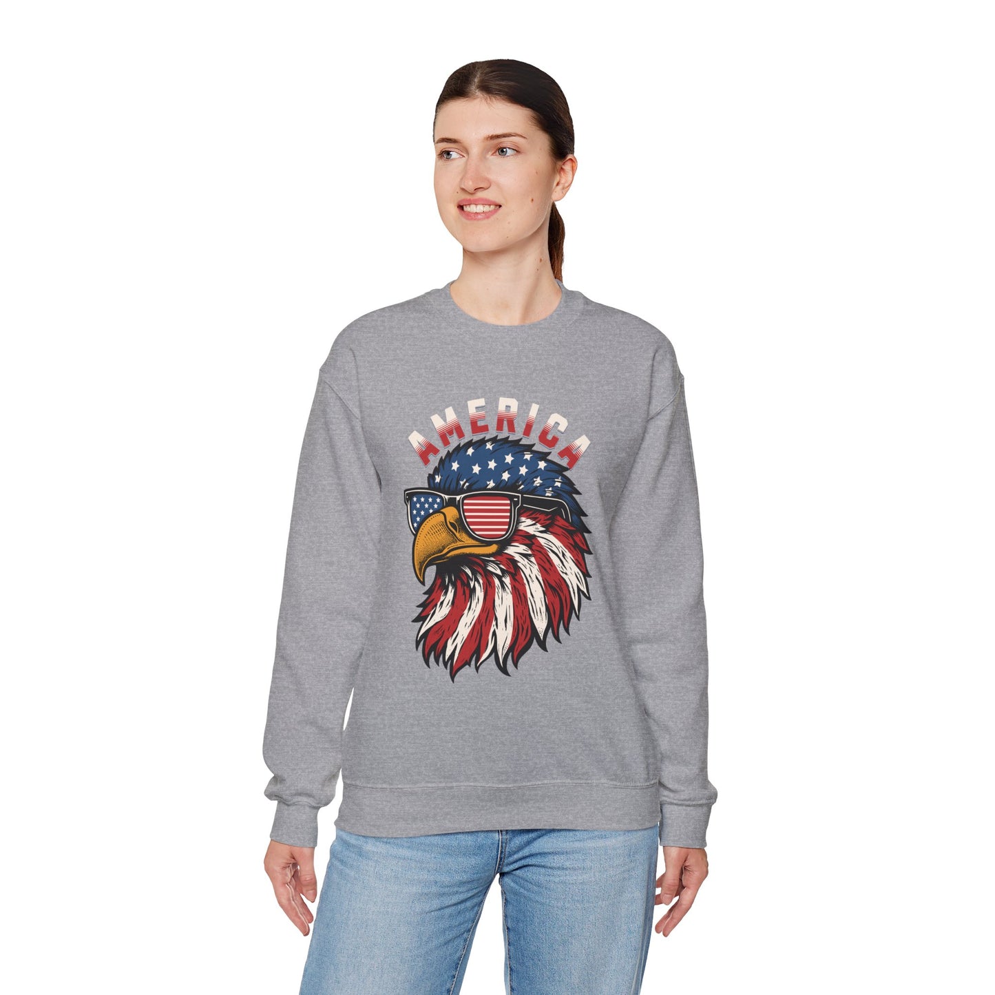 Patriotic Eagle Crewneck Sweatshirt, America Sweatshirt, Unisex Pullover, 4th of July Shirt, Eagle Graphic Sweatshirt