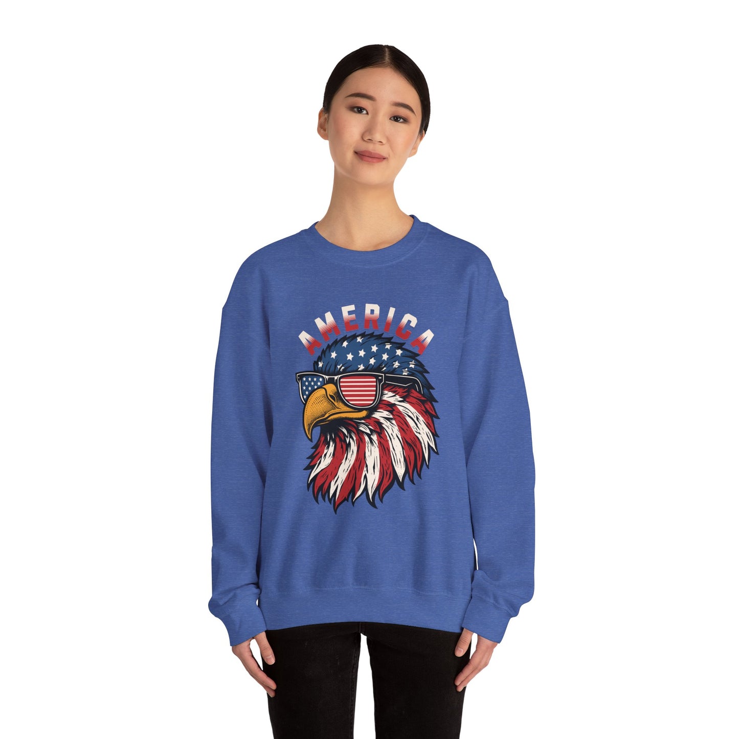 Patriotic Eagle Crewneck Sweatshirt, America Sweatshirt, Unisex Pullover, 4th of July Shirt, Eagle Graphic Sweatshirt