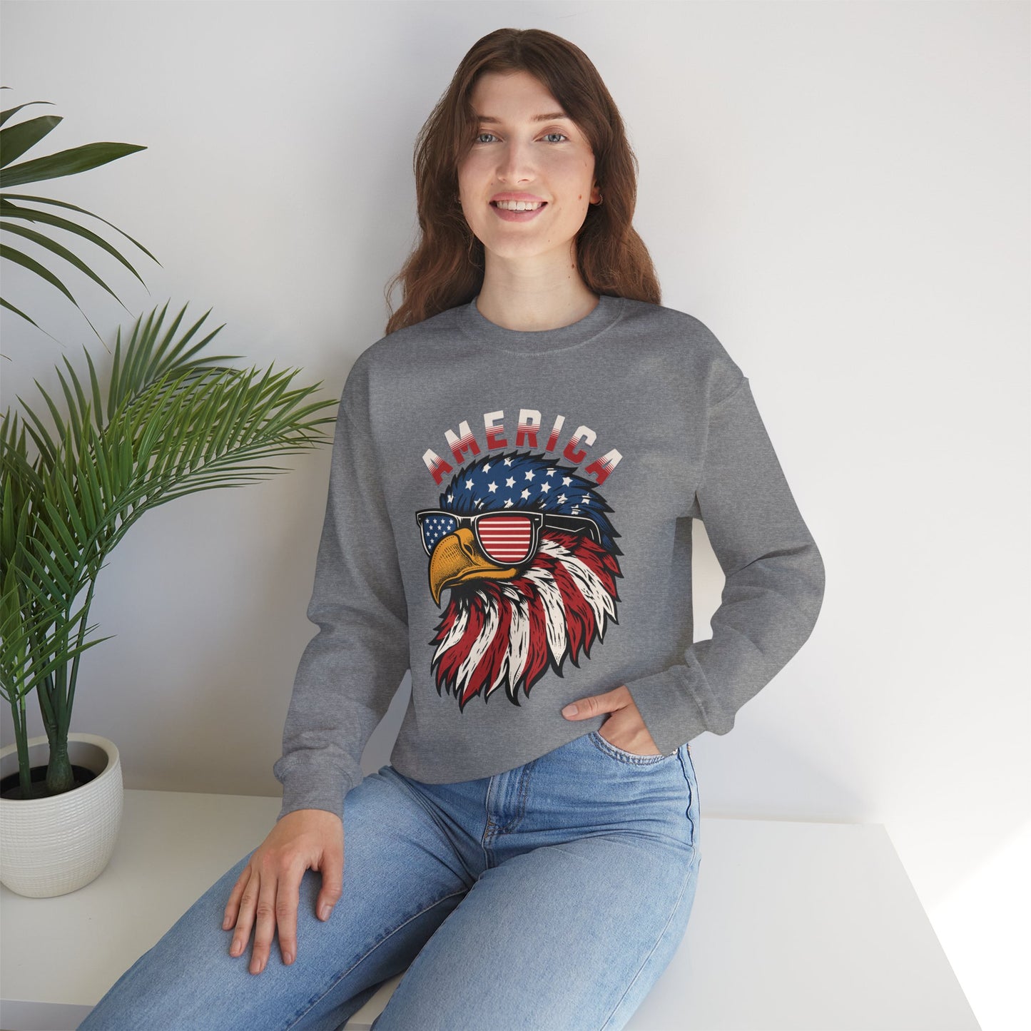Patriotic Eagle Crewneck Sweatshirt, America Sweatshirt, Unisex Pullover, 4th of July Shirt, Eagle Graphic Sweatshirt