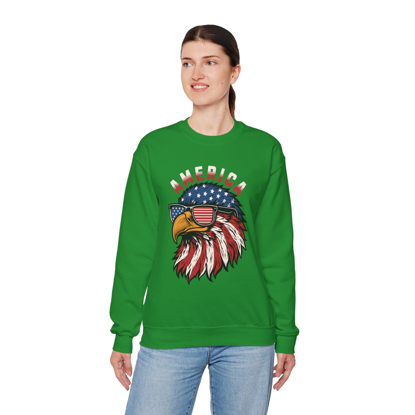 Patriotic Eagle Crewneck Sweatshirt, America Sweatshirt, Unisex Pullover, 4th of July Shirt, Eagle Graphic Sweatshirt