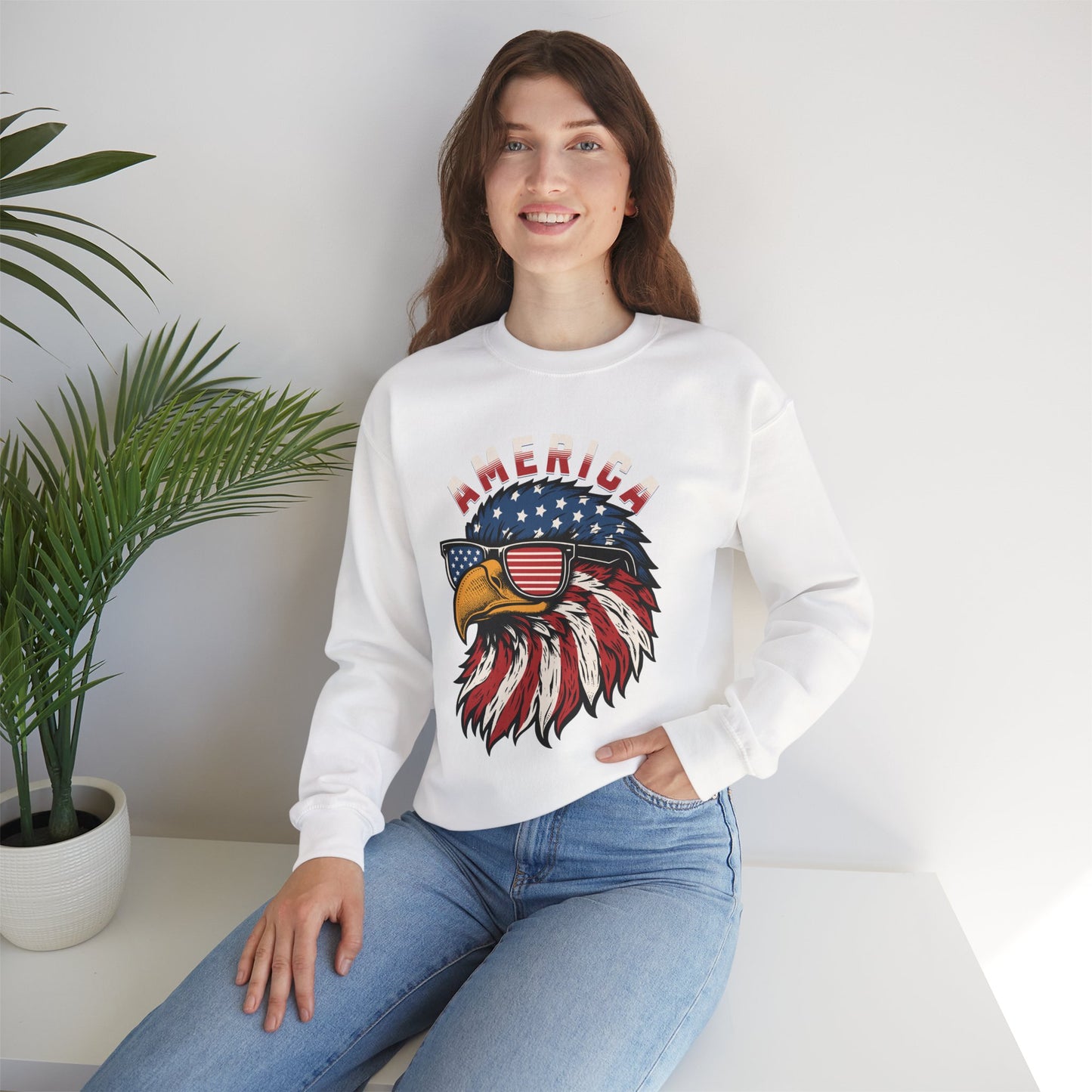 Patriotic Eagle Crewneck Sweatshirt, America Sweatshirt, Unisex Pullover, 4th of July Shirt, Eagle Graphic Sweatshirt