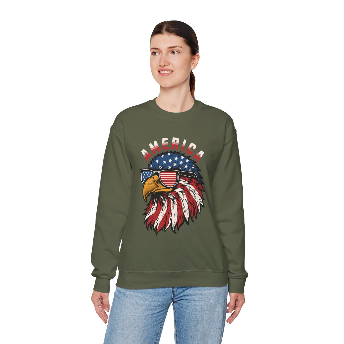 Patriotic Eagle Crewneck Sweatshirt, America Sweatshirt, Unisex Pullover, 4th of July Shirt, Eagle Graphic Sweatshirt
