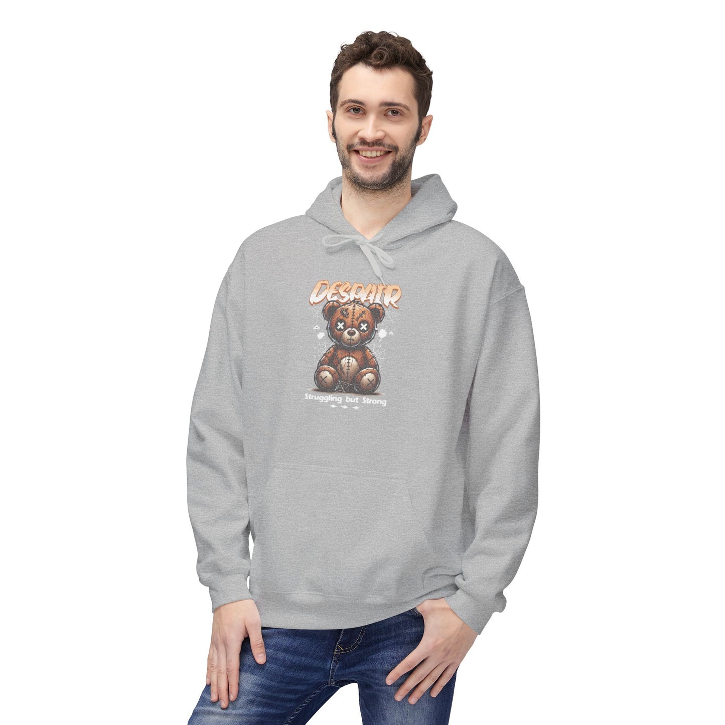 Despair Bear Hoodie | Cozy Graphic Fleece Sweatshirt for Comfort | Cute Gift for Friends | Fall Essentials | Unisex Casual Wear