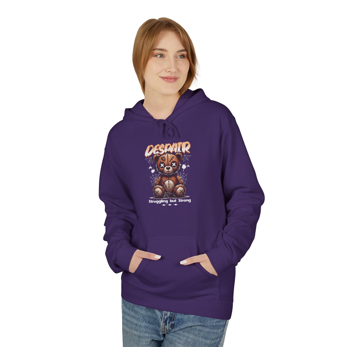Despair Bear Hoodie | Cozy Graphic Fleece Sweatshirt for Comfort | Cute Gift for Friends | Fall Essentials | Unisex Casual Wear