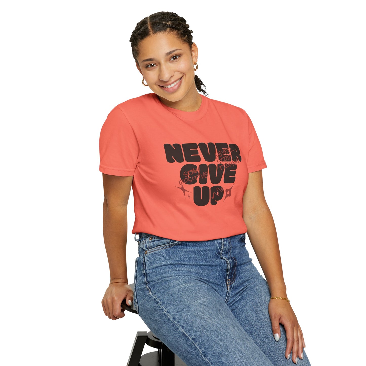 Unisex Motivational T-Shirt - Never Give Up, Inspirational Tee, Gift for Him/Her, Casual Wear, Fitness & Encouragement