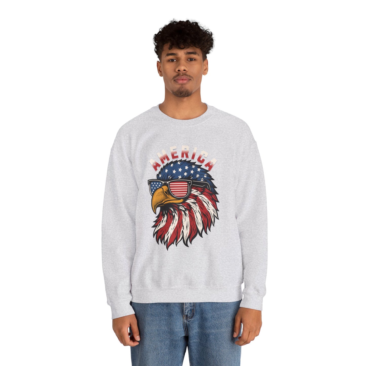 Patriotic Eagle Crewneck Sweatshirt, America Sweatshirt, Unisex Pullover, 4th of July Shirt, Eagle Graphic Sweatshirt