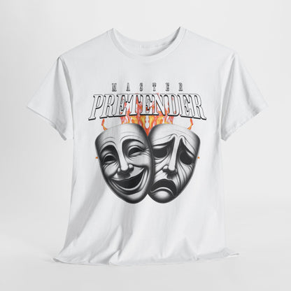 Theatrical Masks Unisex Heavy Cotton Tee, Perfect for Drama Lovers, Gift for Actors, Casual Wear, Theatre Fan Apparel