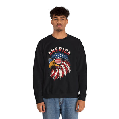 Patriotic Eagle Crewneck Sweatshirt, America Sweatshirt, Unisex Pullover, 4th of July Shirt, Eagle Graphic Sweatshirt