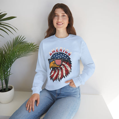 Patriotic Eagle Crewneck Sweatshirt, America Sweatshirt, Unisex Pullover, 4th of July Shirt, Eagle Graphic Sweatshirt