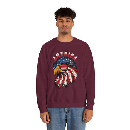 Patriotic Eagle Crewneck Sweatshirt, America Sweatshirt, Unisex Pullover, 4th of July Shirt, Eagle Graphic Sweatshirt