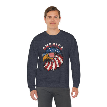 Patriotic Eagle Crewneck Sweatshirt, America Sweatshirt, Unisex Pullover, 4th of July Shirt, Eagle Graphic Sweatshirt