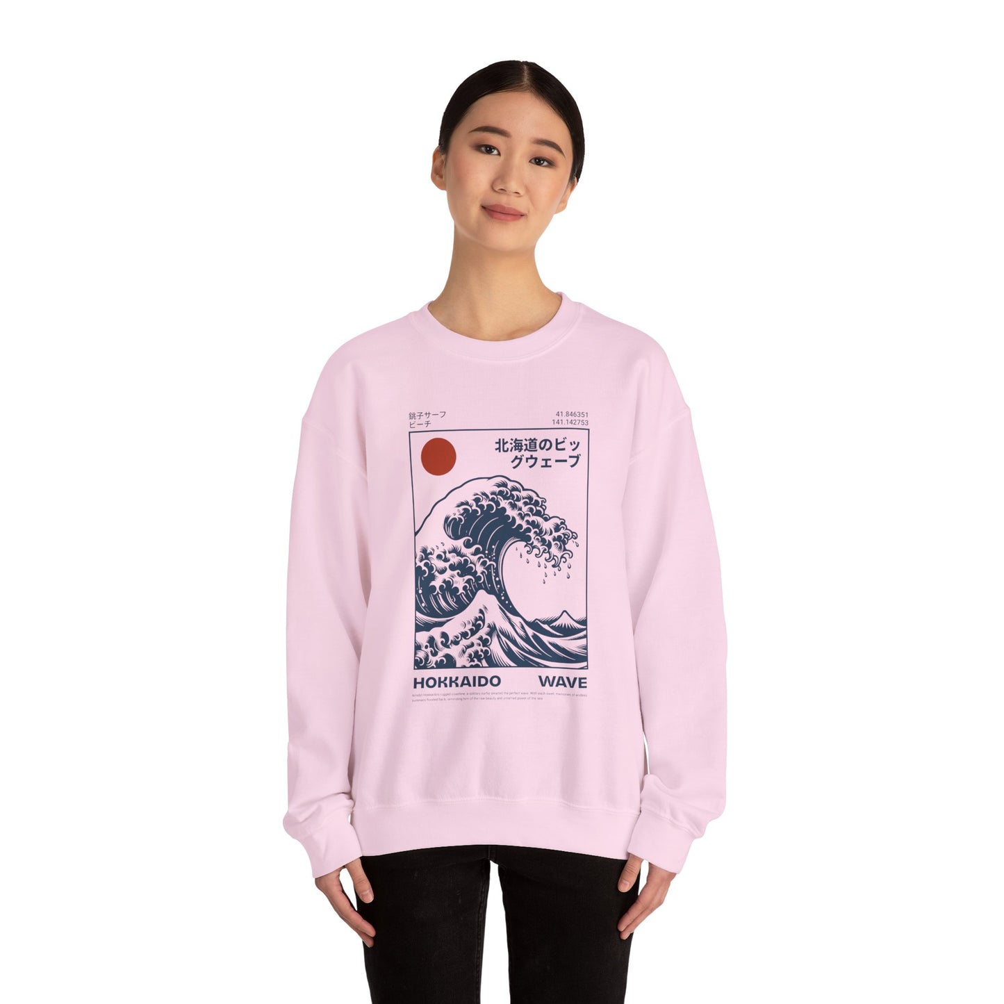 Japanese Wave Crewneck Sweatshirt, Cozy Sweatshirt, Unisex Apparel, Gift for Him/Her, Autumn/Winter Fashion