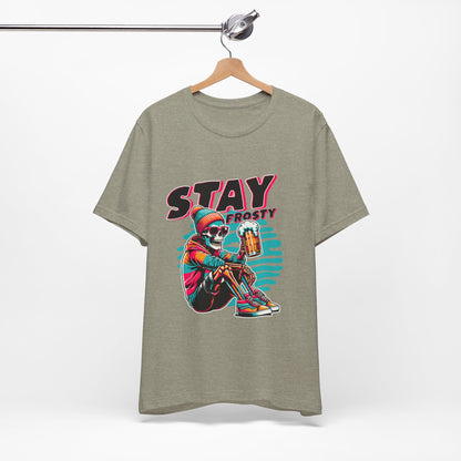 Stay Frosty Unisex Tee, Cool Graphic Shirt, Summer Vibes, Casual Wear, Gift for Him, Music Festival Fashion