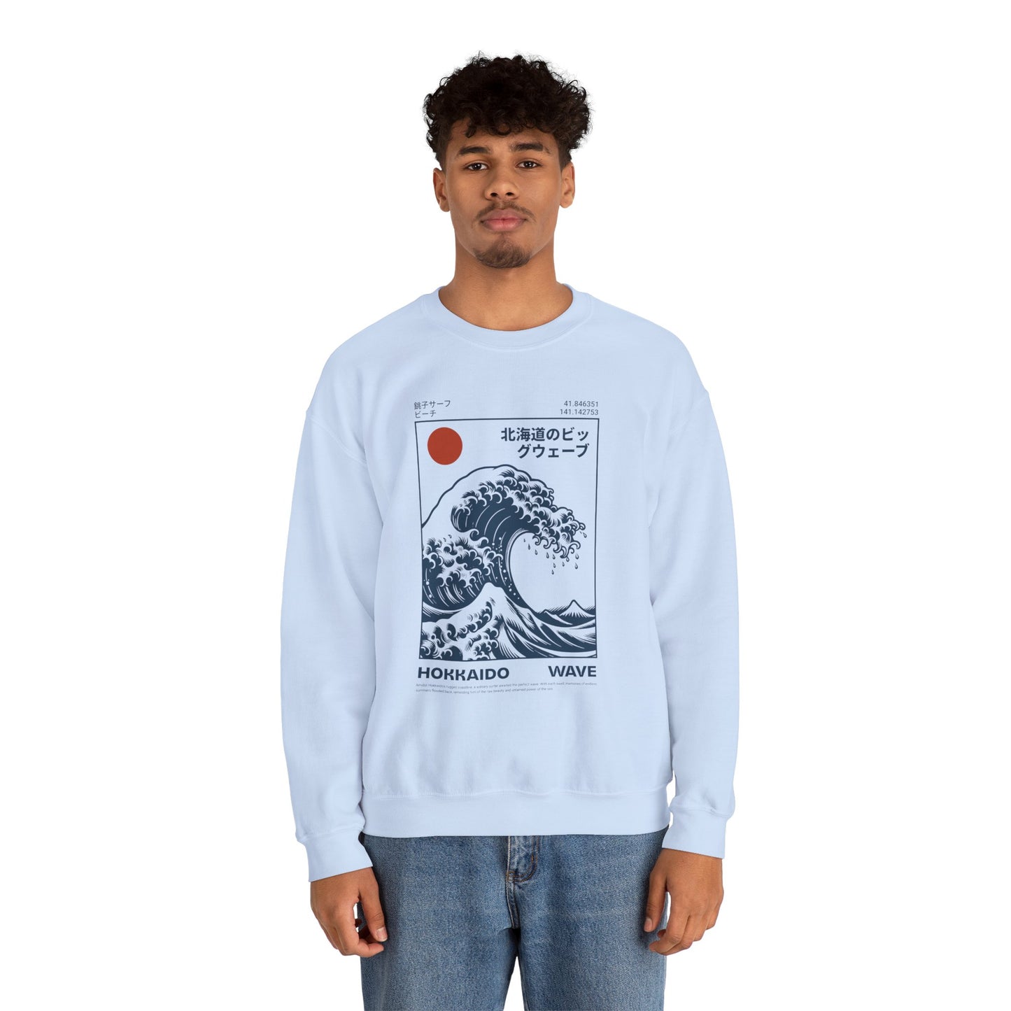 Japanese Wave Crewneck Sweatshirt, Cozy Sweatshirt, Unisex Apparel, Gift for Him/Her, Autumn/Winter Fashion