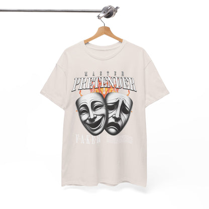 Theatrical Masks Unisex Heavy Cotton Tee, Perfect for Drama Lovers, Gift for Actors, Casual Wear, Theatre Fan Apparel